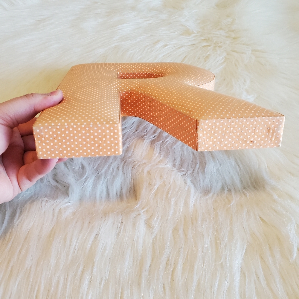 Anthropologie Padded Monogram Orange R Wall Decor - Picture 3 of 7